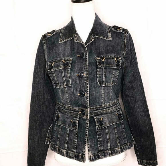 ladies black denim jacket size 18